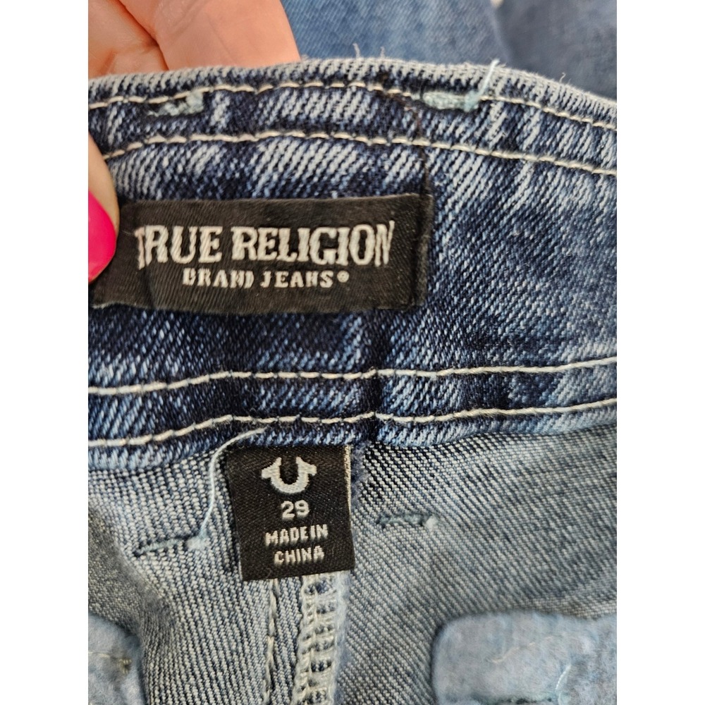 True Religion Womens Denim Cargo SN Straight Jeans Medium Blaze Wash Size 29 NEW - Picture 8 of 9